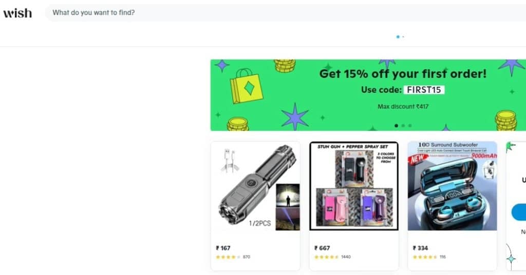 Wish marketplace vendor image