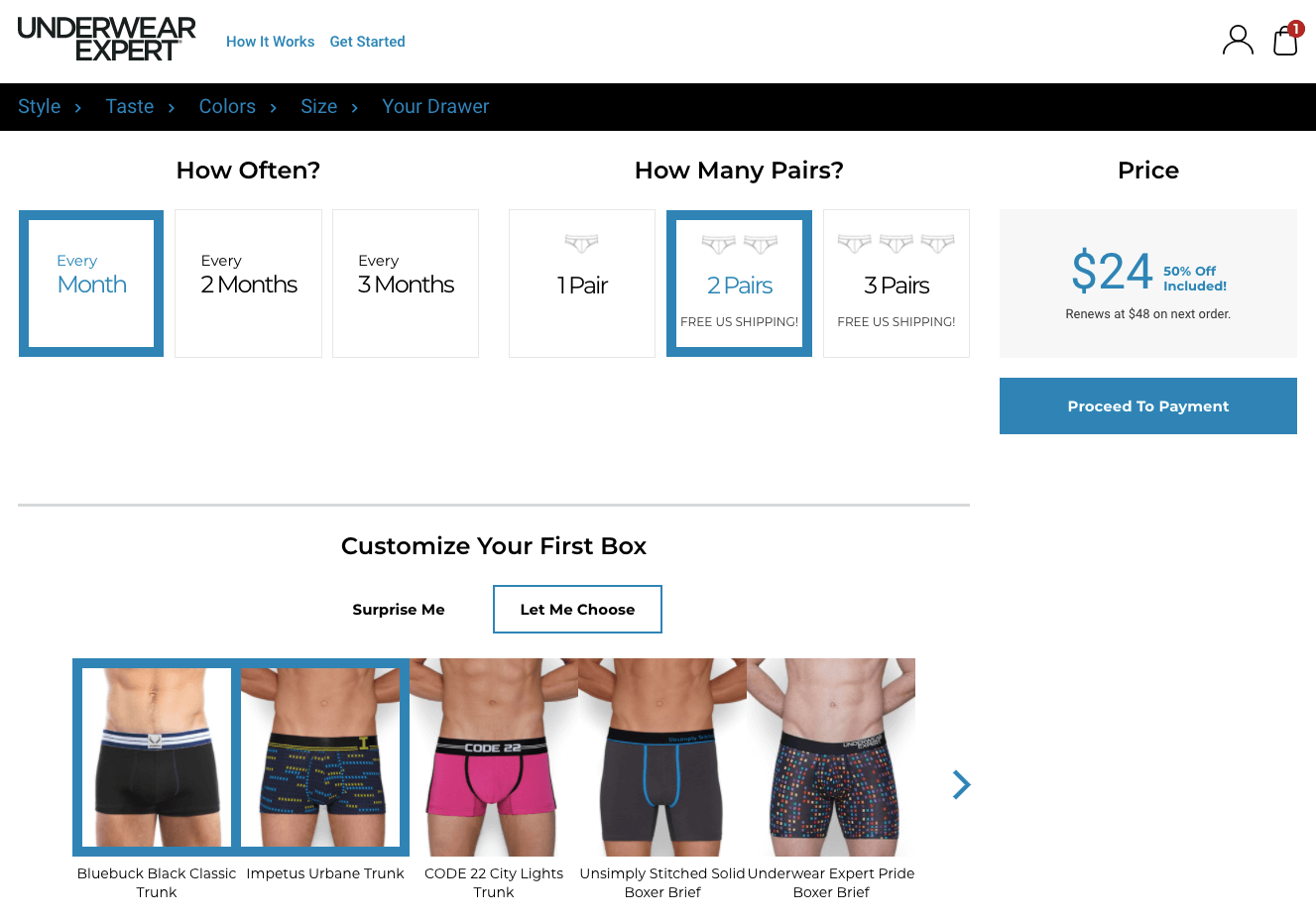 Underwear Expert Men's Briefs Curated Mystery Box, 2 Pairs