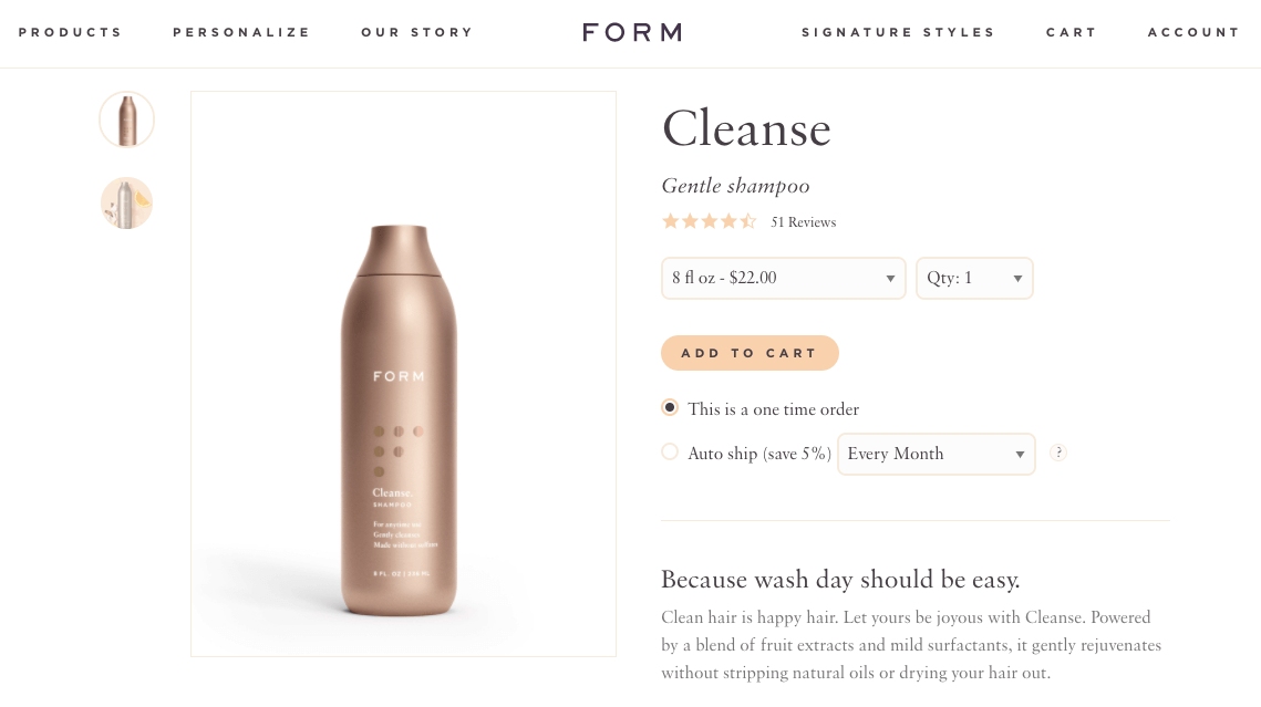 Form beauty subscriptions ecommerce