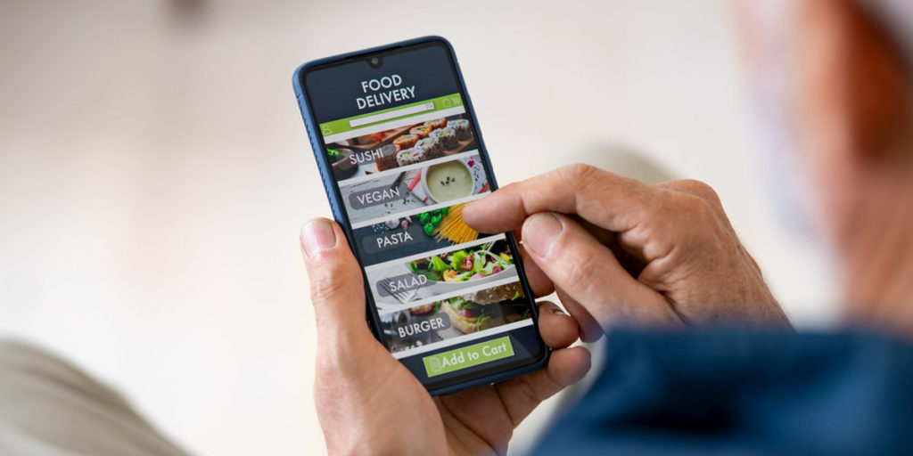 smartphone order food delivery at home