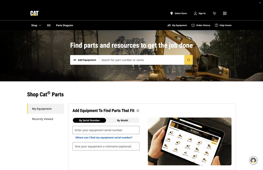 Caterpillar Parts B2B portal