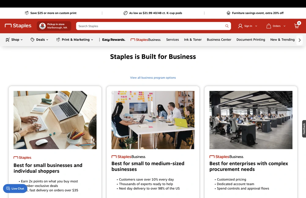 Staples Business B2B portal